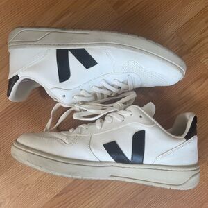 Veja Men's White Sneakers with Black Accents